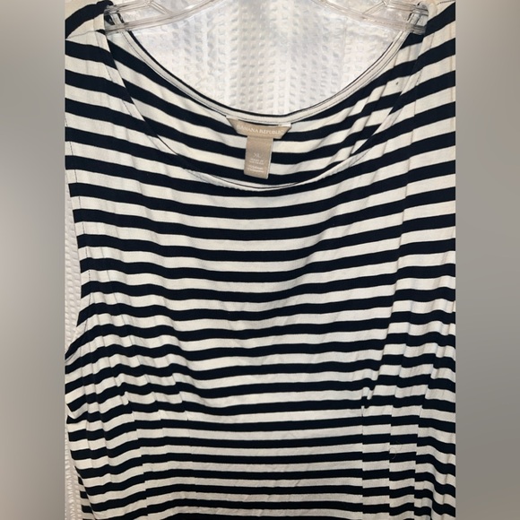 Banana Republic Pleated French Striped Knit Sleeveless Top, True Navy, Size XL - Picture 3 of 7